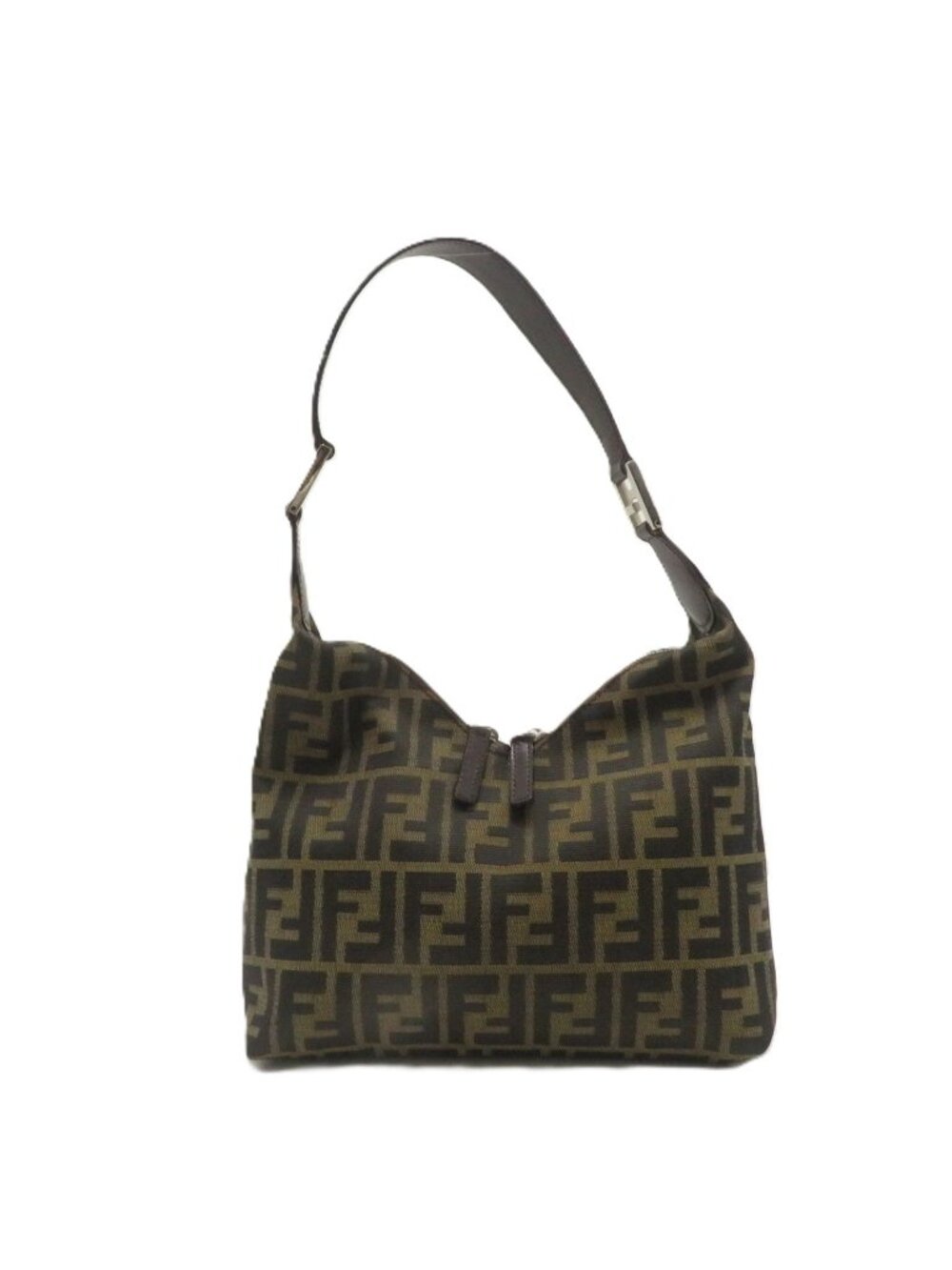 Fendi Zucca Beige Dark Brown Canvas Resa Handbag